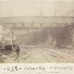 Great Western Road, Glasgow, view of covered way under construction.
Titled: 'THW GCR - Covered Way - Gt Western Rd'
