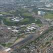 General oblique aerial view centred on the motorway extension works, taken from the SW.