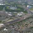 General oblique aerial view centred on the motorway extension works, taken from the SW.