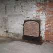 Interior. Building 14. Engine House for original No. 3 Paper Machine. Detail of fireplace on north wall.