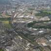 Oblique aerial view centred on the motorway extension works, taken from the E.