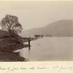 View of man fishing with the castle in the background. 
Titled: 'Head of Loch Doon with Castle. 13th June 1890'. 



