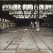 Interior showing roof lights and suriving internal tramway trackwork in the floor.