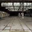 Interior showing roof lights and suriving internal tramway trackwork in the floor.