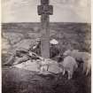 View of cross with couple and sheep.
Titled:  '178.  At Keills, Knapdale, Argyllshire'.
