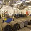 Interior. General view of cask riser area from NW. Repair area to left, note repair stave storage area. The casks in the foreground are awaiting rejuvination and are about to added to the Queue.