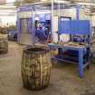 Interior.  Cask Rebuild Process. Chapping Out Area. Cask awaiting chapping out after steaming. Note that the cask is held in shape with end or chime hoops only.