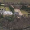 Oblique aerial view centred on the house with the college adjacent, taken from the NNW.