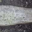 Detail of inscribed concrete doorstep dated 1943 at the entrance to the NW searchlight emplacement.
