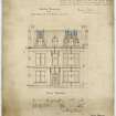 Front wall plan and front elevation showing addition of iron balustrade.
Titled: 'Altered Elevation  For  Lots 9,10,11,12 and 13 Douglass Crescent'.
Insc: 'Edinburgh 13th March 1876. This is the elevation plan of  the Houses for Lots Numbers 9.10.11.12 & 13 of Douglas Crescent  approved of by the governors of Heriot's Hospital of this date.  James Falshaw  Lord Provost & Preses' '7 Royal Exchange'.
Signed: 'John Chesser'.
Dated: 'Edinr July 1875'.