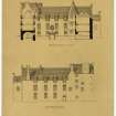 Drawing showing front elevation to court and E elevation, Argyll Lodging, Stirling.
