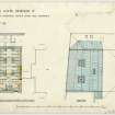Drawing showing floor and roof plan with proposed additional plunge bath in mens gymnasium, Infirmary Street Public Baths, Edinburgh.