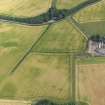 Oblique aerial view of the cropmarks of the rig and barrow, taken from the SW.