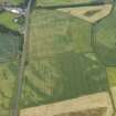 Oblique aerial view of the cropmarks of the unenclosed settlement and pits, taken from the WSW.