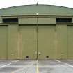 Detail of central section of the sliding doors on a J type aircraft hangar in NW dispersal area.