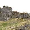 N wall, NE turret and Great Hall, view from NE