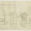 Drawing showing sections and plans of basement and ground floor.
Titled: 'Messrs John Aitchison and Co Ltd. 19 St John Street'.
