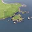 Oblique aerial view of Brei Holm, Papa Stour, looking NW.