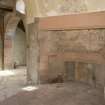 Interior. Coach house, view with fireplace from W