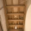 Interior. Coach house, detail of wooden ceiling