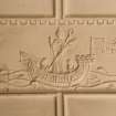 Interior. Coach house, detail of plaster panel with galley