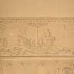 Interior. Coach house, detail of plaster panel with galley
