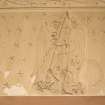 Interior. Coach house, detail of plaster panel above fireplace