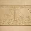Interior. Coach house, detail of plaster panel with galley