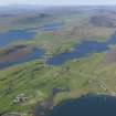 General oblique aerial view of Loch of Strom with Weisdale Voe beyond, looking N.