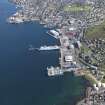 General oblique aerial view of Lerwick with the harbour area in the foreground, looking SSE.