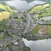 General oblique aerial view of Lochmaben with the Mill Loch in the foreground and the Castle Loch beyond, taken from the NNW.
