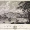 View of River Tay and  Kinnoull Hill with Elcho Castle on left.
Titled: 'Kinnoul-Rock & Elcho Castle'
