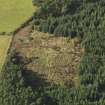 Oblique aerial view of the remains of Clune Wood Recumbent Stone Circle, taken from the ENE.