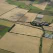 General oblique aerial view of the cropmarks of the trackway and ring ditch and Mungoswells Farm, taken from the NW.