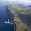 General oblique aerial view of the Old Man of Hoy with the Kame of Hoy beyond, taken from the S.