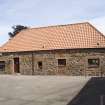 Belhaven Brewery. View from west of current laboratory. This was formerly the cart shed/ garage. Note the steeply pitched roof.