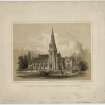 Engraving inscribed 'St. Mary's Church and Parsonage, Arbroath'