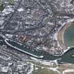 General oblique aerial view of Eyemouth, centred on the harbour, taken from the E.