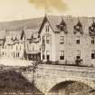View of Fife Arms Hotel, Braemar.
Titled: 'McNab's, Fife Arms Hotel, Braemar. 1700 J.V'

