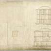 Edinburgh, 12 Hope Terrace, Harlaw, also known as Whitehouse Gardens, Braeside House for Benjamin Hall Blyth. 
General Plan and sections
Titled: 'No 1 Drawing of House proposed to be erected at White House for B H Blyth Esq'