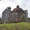 General view of the Argyll Mausoleum from the East with St Munn's Church adjoining.