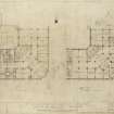 Edinburgh, 12-13 St Andrew Square, Guardian Royal Exchange.
First and second floor plans.
Title: 'The Caledonian Insurance Company Proposed New Head Office St Andrew Square Edinburgh'.
Insc: 'Leslie Grahame - Thomson ARSA FRIBA 6 Ainslie Place Edinburgh'.