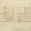 Edinburgh, 12-13 St Andrew Square, Guardian Royal Exchange.
Third and fourth floor plans.
Title: 'The Caledonian Insurance Company Proposed New Head Office St Andrew Square Edinburgh'.
Insc: 'Leslie Grahame - Thomson ARSA FRIBA 6 Ainslie Place Edinburgh'.
