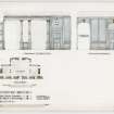 Kinross House, interior.
Drawing of hall, elevation of North wall and recessed portion.
Insc: "Kinross House. Half Inch Details of Hall Finishings. Sheet No 1."