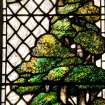 Interior. 23rd psalm stained glass window. Detail