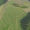 Oblique aerial view of the cropmarks of  the quarry pits along the Roman Road, taken from the N.