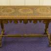 Interior. Carved memorial table. Detail