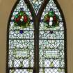 Interior. Side wall. Stained glass window. Detail