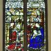 Interior. Side wall. Stained glass window. Detail