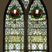 Interior. Side wall. Stained glass window. Detail
